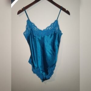 Victorian Lace blue silky lace bodysuit